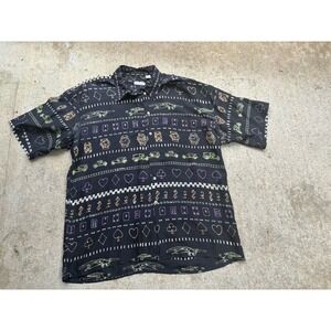 Burma & Bibas Shirt Men's 100% Silk Short Sleeve Button Up Size XLarge